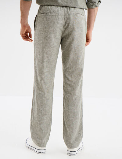 Pantalon chino droit lin majoritaire vert kaki homme