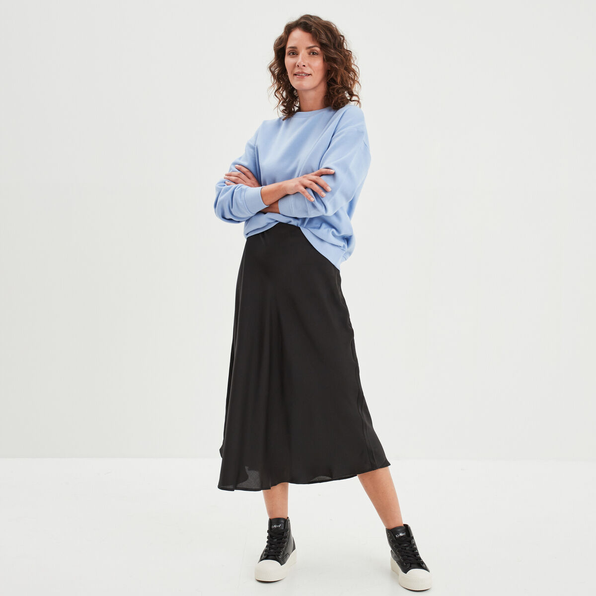 Sweat molleton avec col rond bleu clair femme