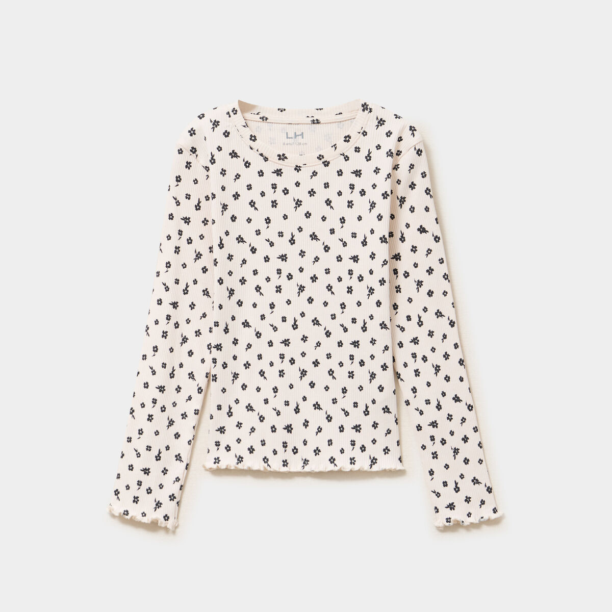 T-shirt c&ocirc;tel&eacute; ajust&eacute; manches longues beige fille