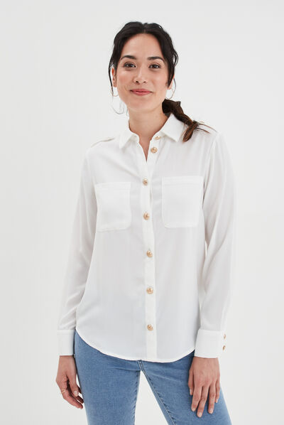 Chemise manches longues Mosquitos blanc femme