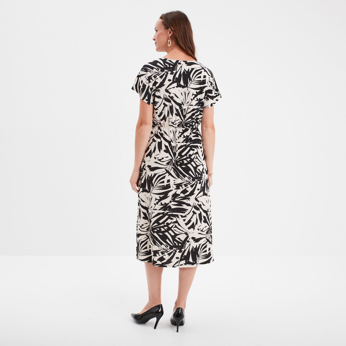 Robe midi évasée boucle au col Mosquitos noir femme