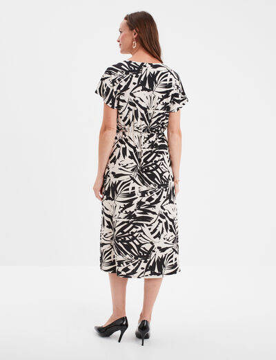 Robe midi évasée boucle au col Mosquitos noir femme