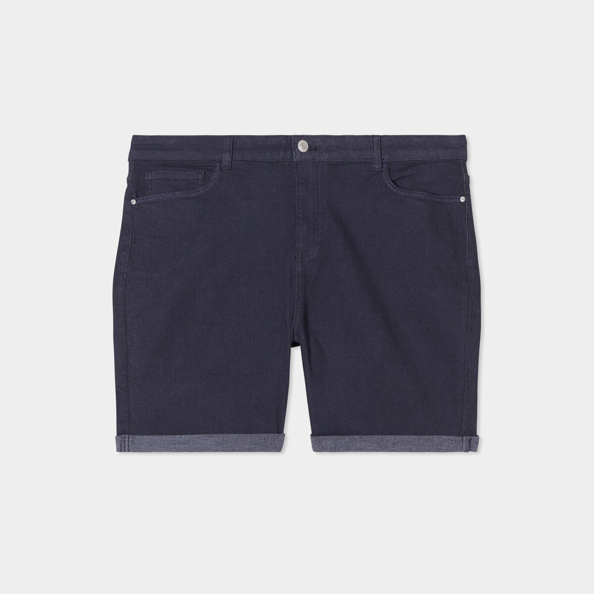 Bermuda ajusté taille haute bleu foncé femme grande taille
