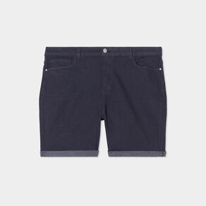 Bermuda ajusté taille haute bleu foncé femme grande taille