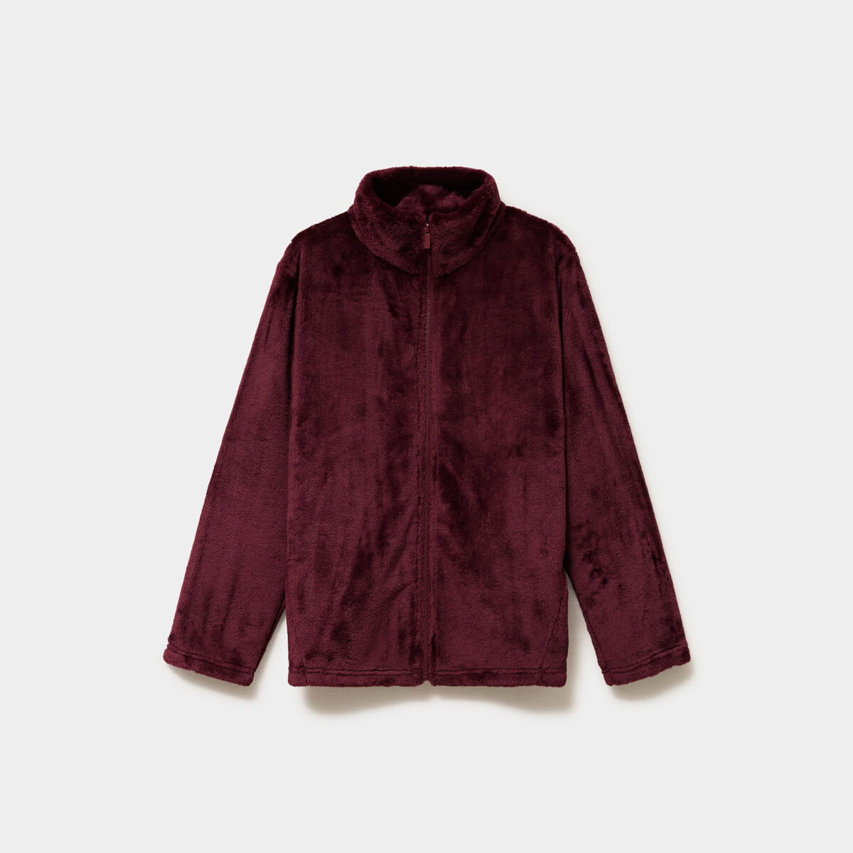 Veste de pyjama col montant polaire prune femme