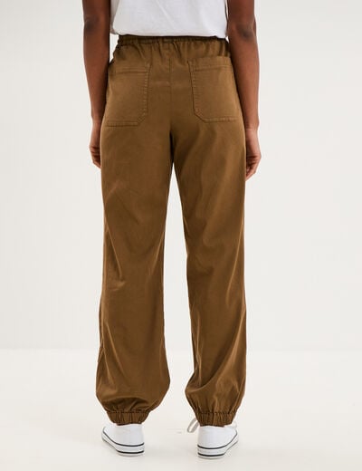 Pantalon cargo droit cropped lyocell beige femme