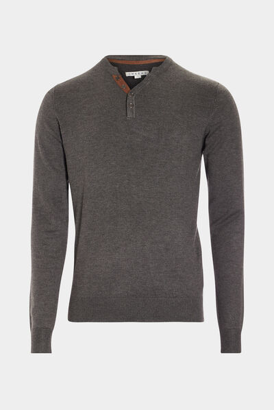 Pull manches longues gris foncé homme
