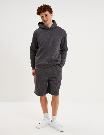 Sweat hoodie &agrave; capuche molleton gris fonc&eacute; homme