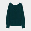 Pull col réversible vert foncé femme
