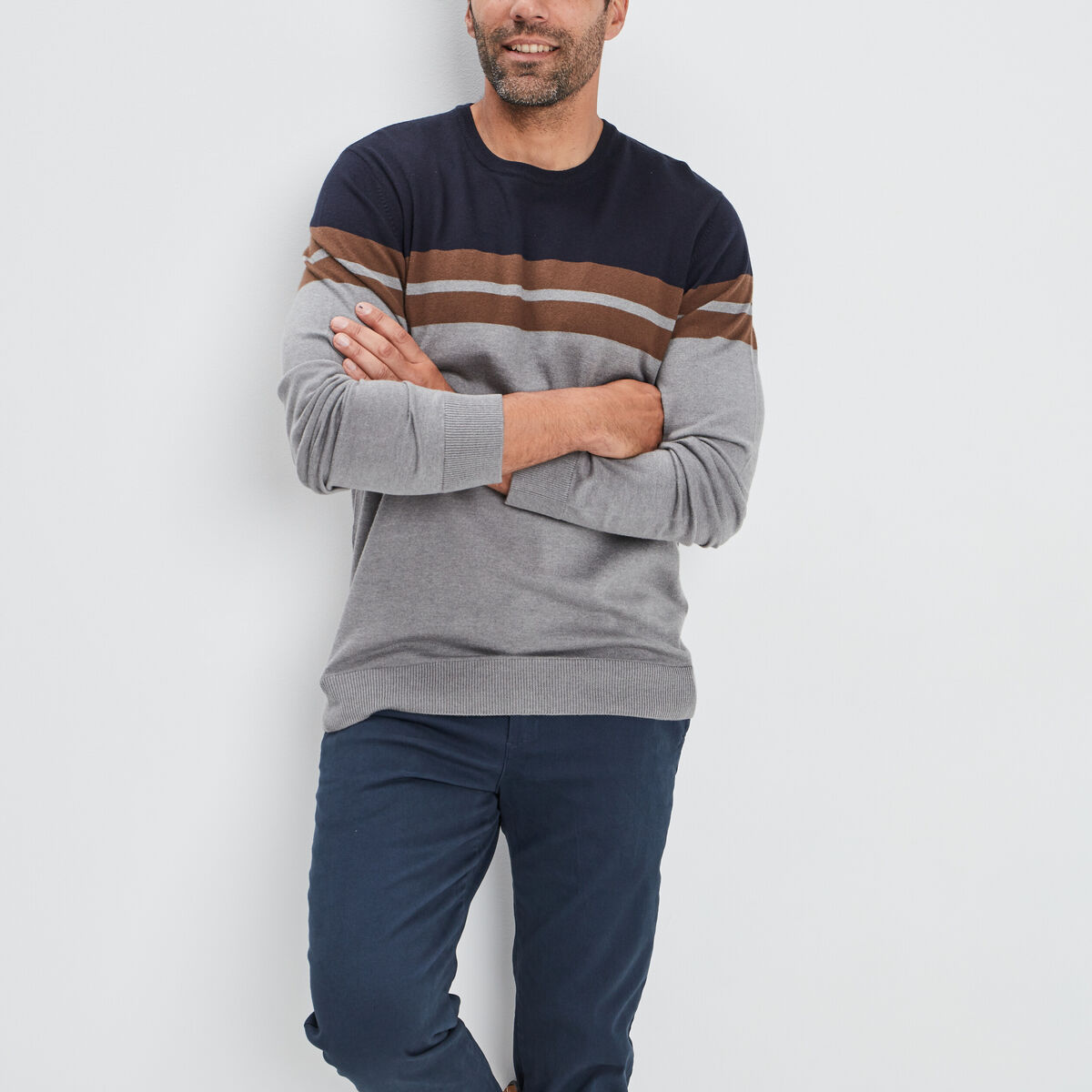 Pull manches longues gris homme