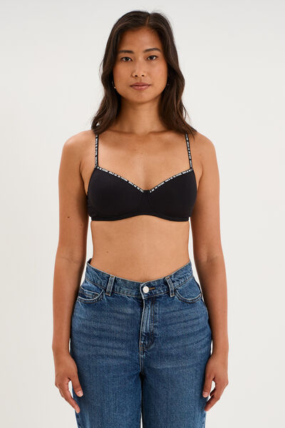 Soutien-gorge triangle padd&eacute; noir femme