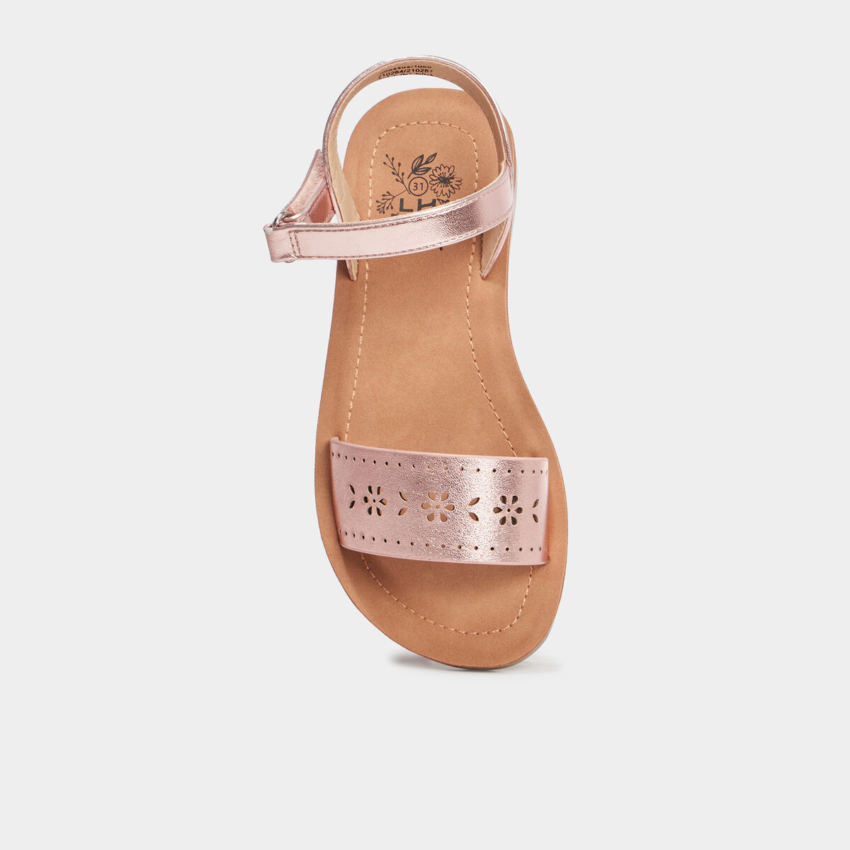 Sandales métallisées perforations rose fille