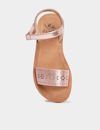 Sandales métallisées perforations rose fille