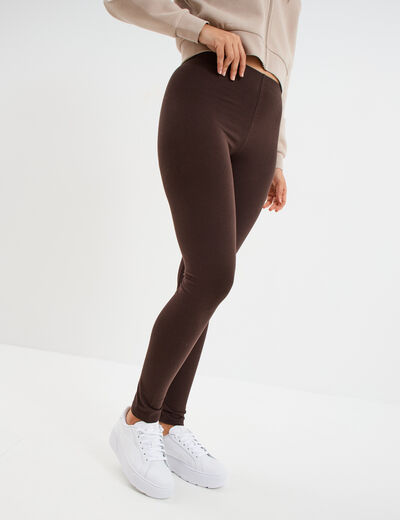Legging long taille haute marron foncé femme