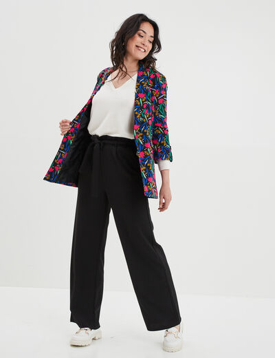 Pull col en V manches longues blanc femme