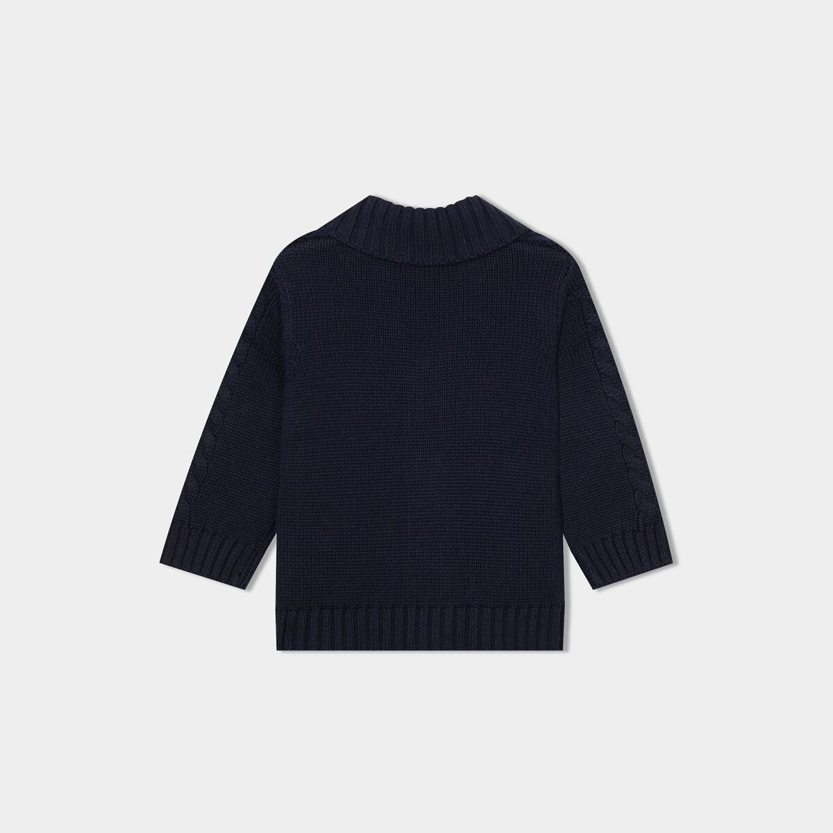Gilet tricot col châle à torsades Creeks bleu marine bébé garçon
