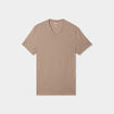 T-shirt manches courtes coton col V taupe homme
