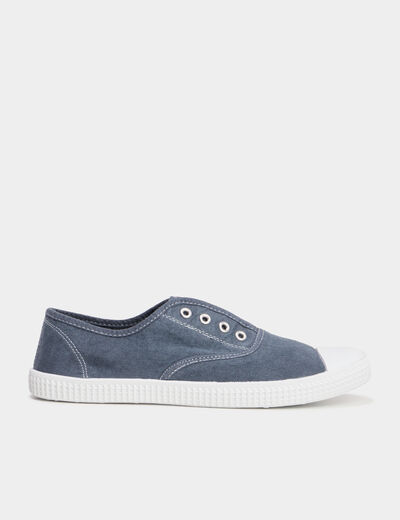 Tennis basses en toile enfilage facile bleu marine femme