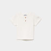 T-shirt col tunisien manches courtes blanc b&eacute;b&eacute; gar&ccedil;on