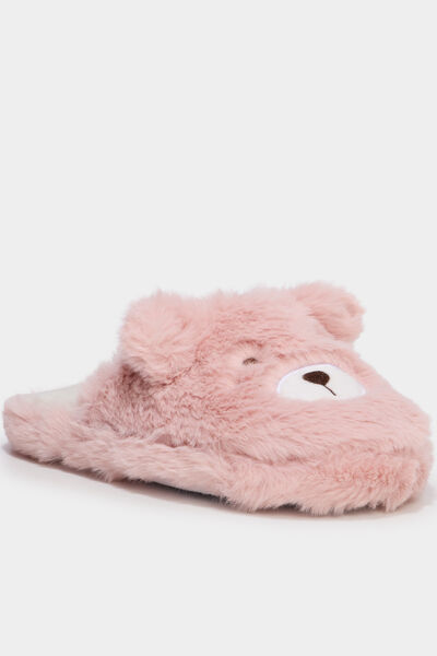 Chaussons mules effet fausse fourrure mauve fille