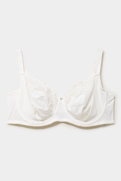 Soutien-gorge dentelle embo&icirc;tant c&ocirc;tel&eacute; blanc femme grande taille