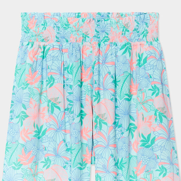 pantalon smocke large fluide bleu clair fille Pantalon smocké large fluide bleu clair fille