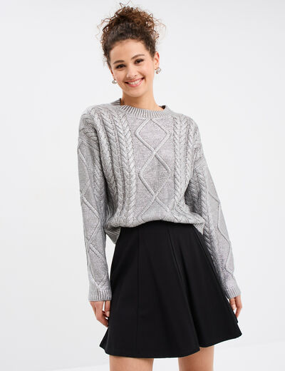 Pull irisé à torsades Liberto gris argent femme