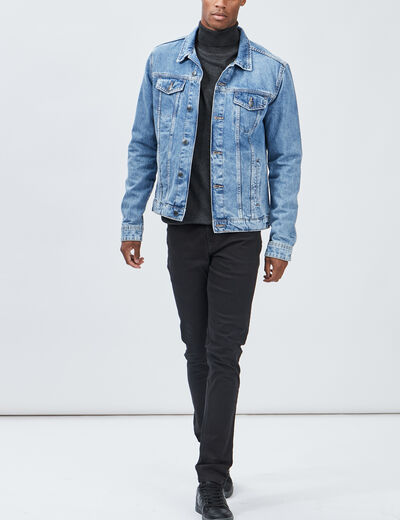 Pull avec col roulé gris foncé homme