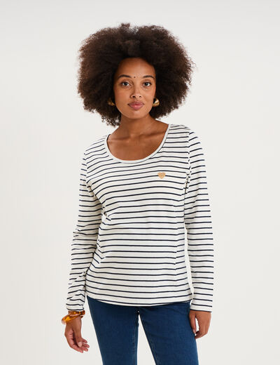 T-shirt allaitement manches longues ecru femme maternit&eacute;