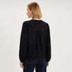 Blouse broderie anglaise manches longues noir femme