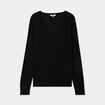 Pull col en V manches longues noir femme