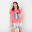 Ensemble pyjama short coton Stitch rose framboise femme
