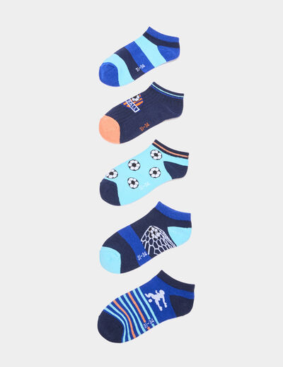 Lot de 5 paires de chaussettes basses bleu roi garçon