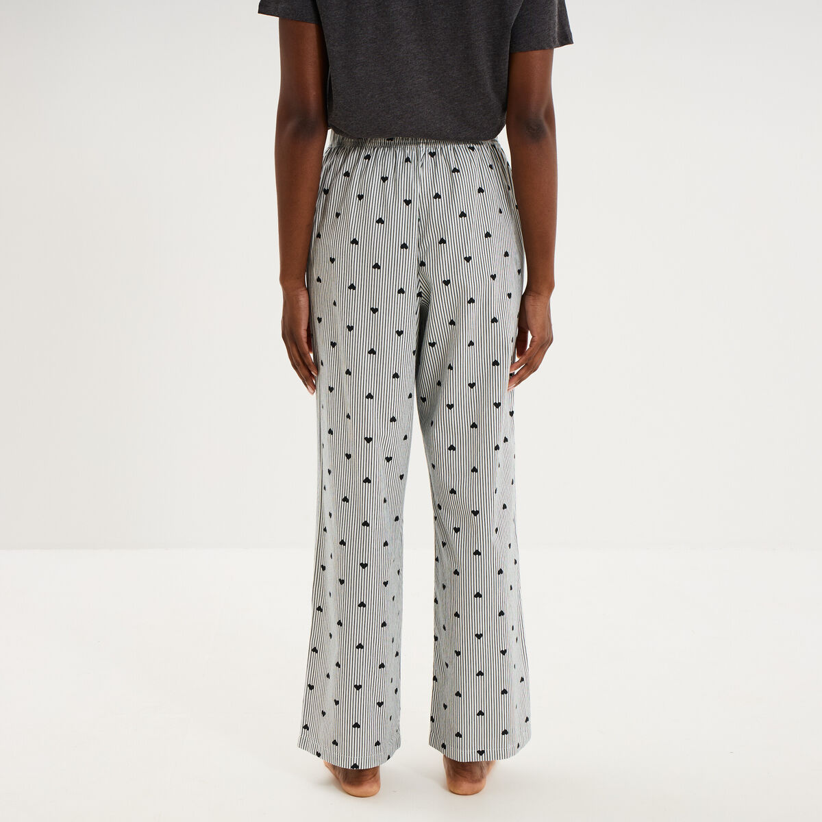 Pantalon de pyjama droit coton noir femme
