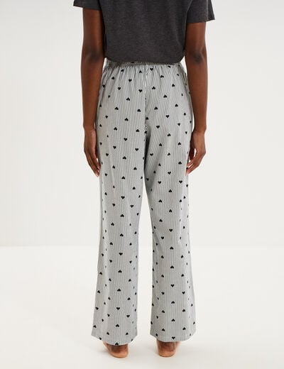 Pantalon de pyjama droit coton noir femme