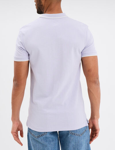 Polo manches courtes bords contrastés parme homme