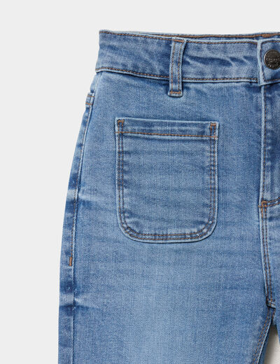 Jean flare poches plaqu&eacute;es denim double stone fille