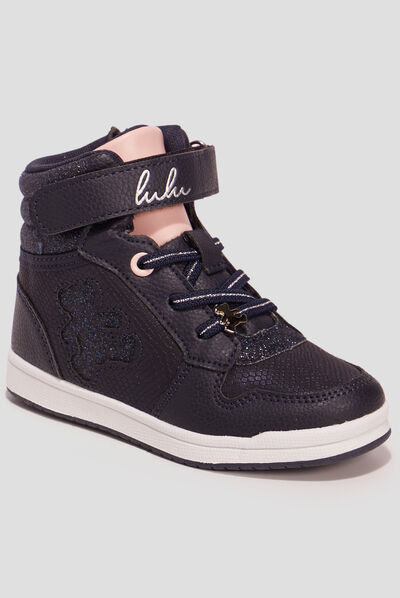 Baskets montantes Lulu Castagnette bleu marine fille