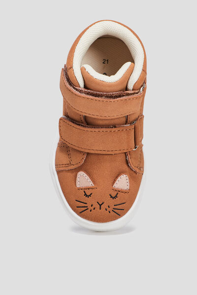 Baskets montantes à scratchs camel bébé fille