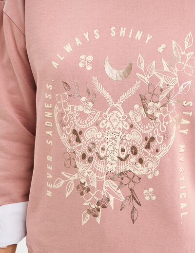 Sweat col rond coton majoritaire Liberto mauve femme