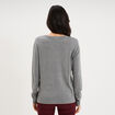 Pull col rond manches longues gris femme