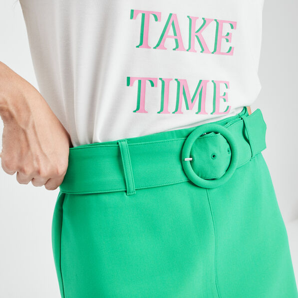 jupe trapeze courte ceinturee vert menthe femme Jupe trapèze courte ceinturée vert menthe femme