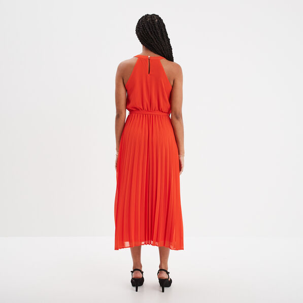 robe longue plissee col bijou mosquitos orange femme Robe longue plissée col bijou Mosquitos orange femme