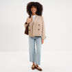 Trench court double boutonnage beige femme