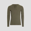 T-shirt ajusté manches longues côtelé vert kaki homme