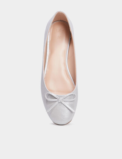 Ballerines à bouts carrés gris argent femme