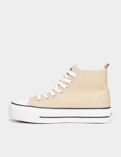 Baskets montantes &agrave; lacets Creeks sable femme