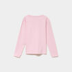 T-shirt coton manches longues &agrave; fronces rose clair fille