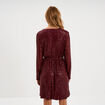 Robe &agrave; sequins manches longues rouge fonc&eacute; femme