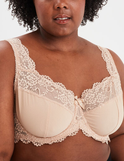 Soutien-gorge corbeille dentelle sable femme grande taille